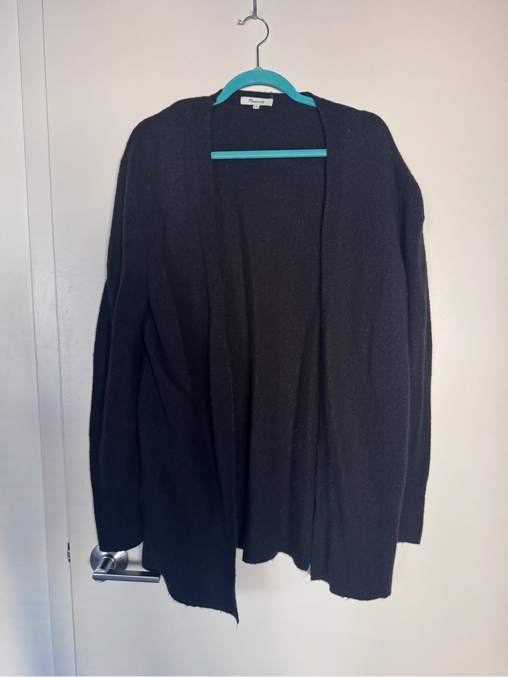 Madewell Black Open-Front Draped Cardigan